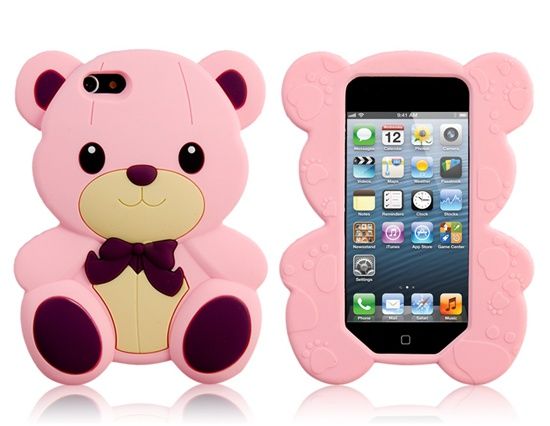 Capa de Silicone 3D para iPhone 5 (rosa)